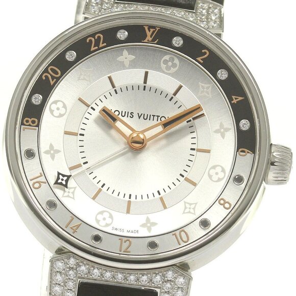 LOUIS VUITTON Tambour Moon Dual Time MM QA108 GMT Quartz Ladies Watch_864493 - Picture 2 of 7